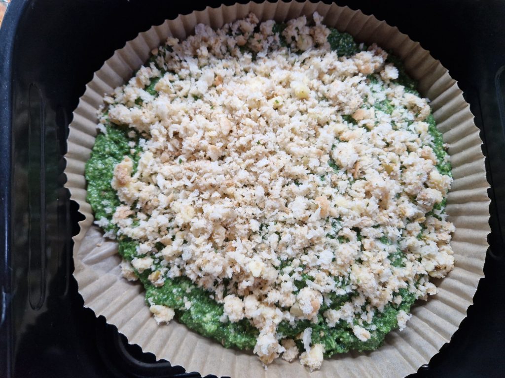 Pastel de espinacas en freidora de aire