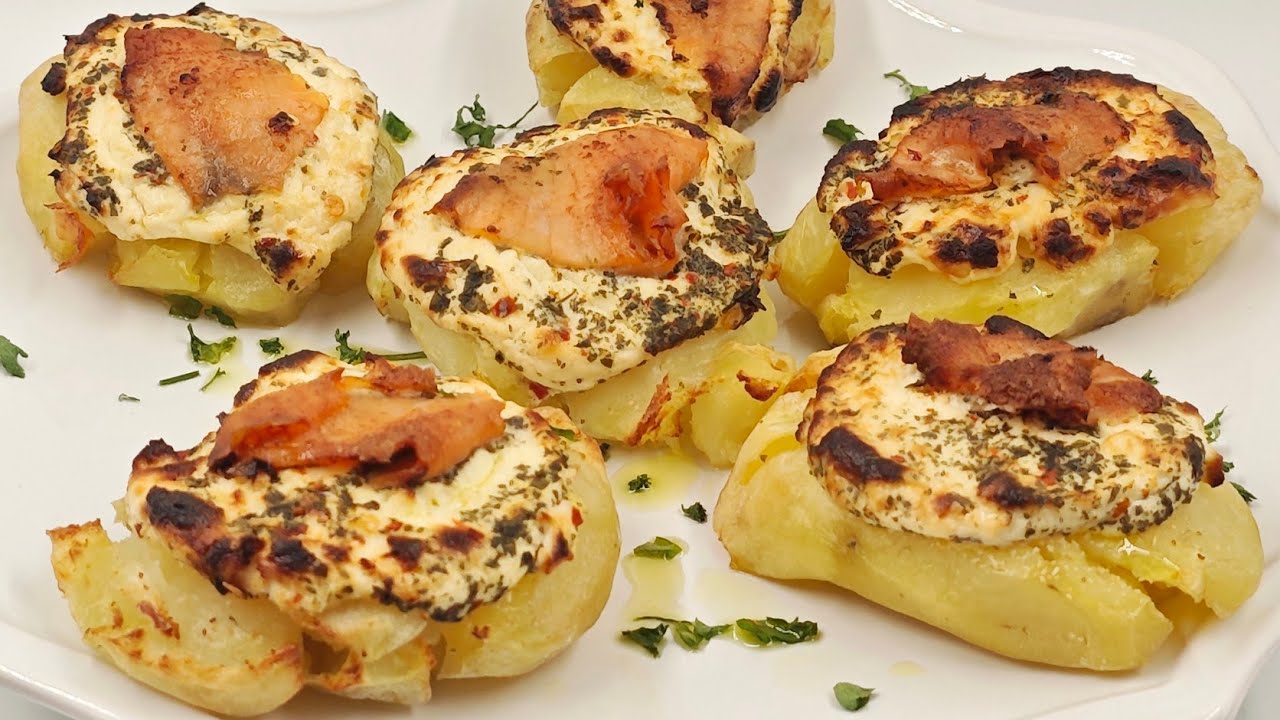 Papas machacadas con salmón
