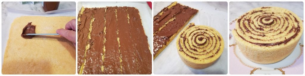 tarta enrollada con nata y frutos del bosque