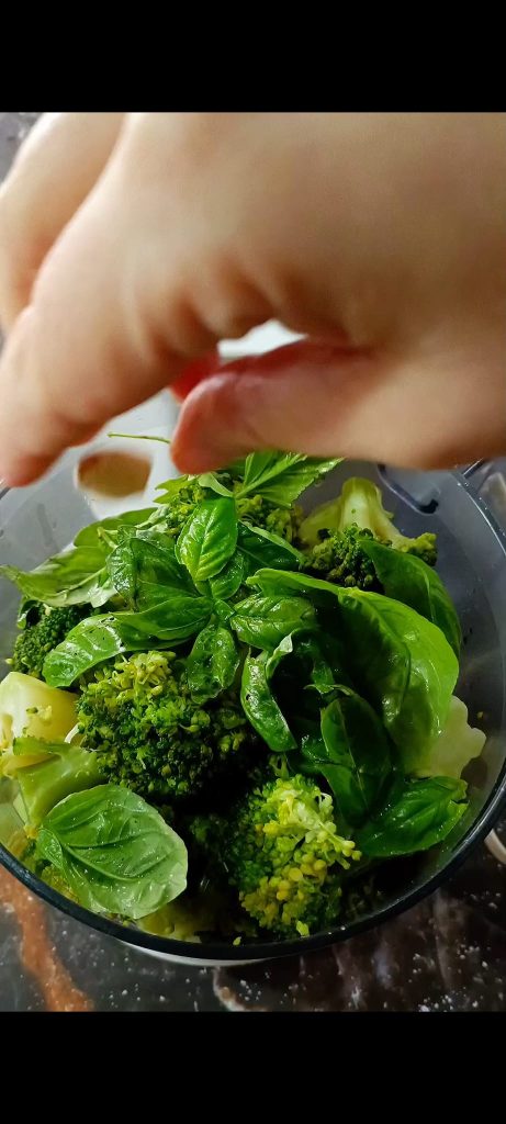 Ponemos los brócoli y la albahaca en la licuadora