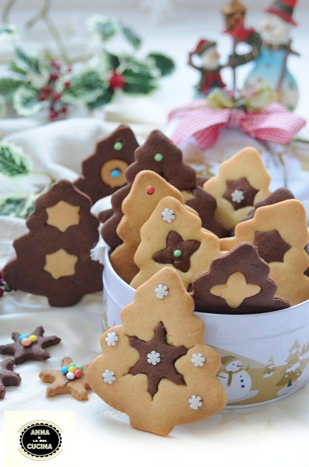 Arbolitos navideños con masa quebrada bicolor