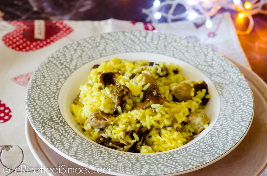 Risotto con setas y salchicha (receta fácil y rápida)