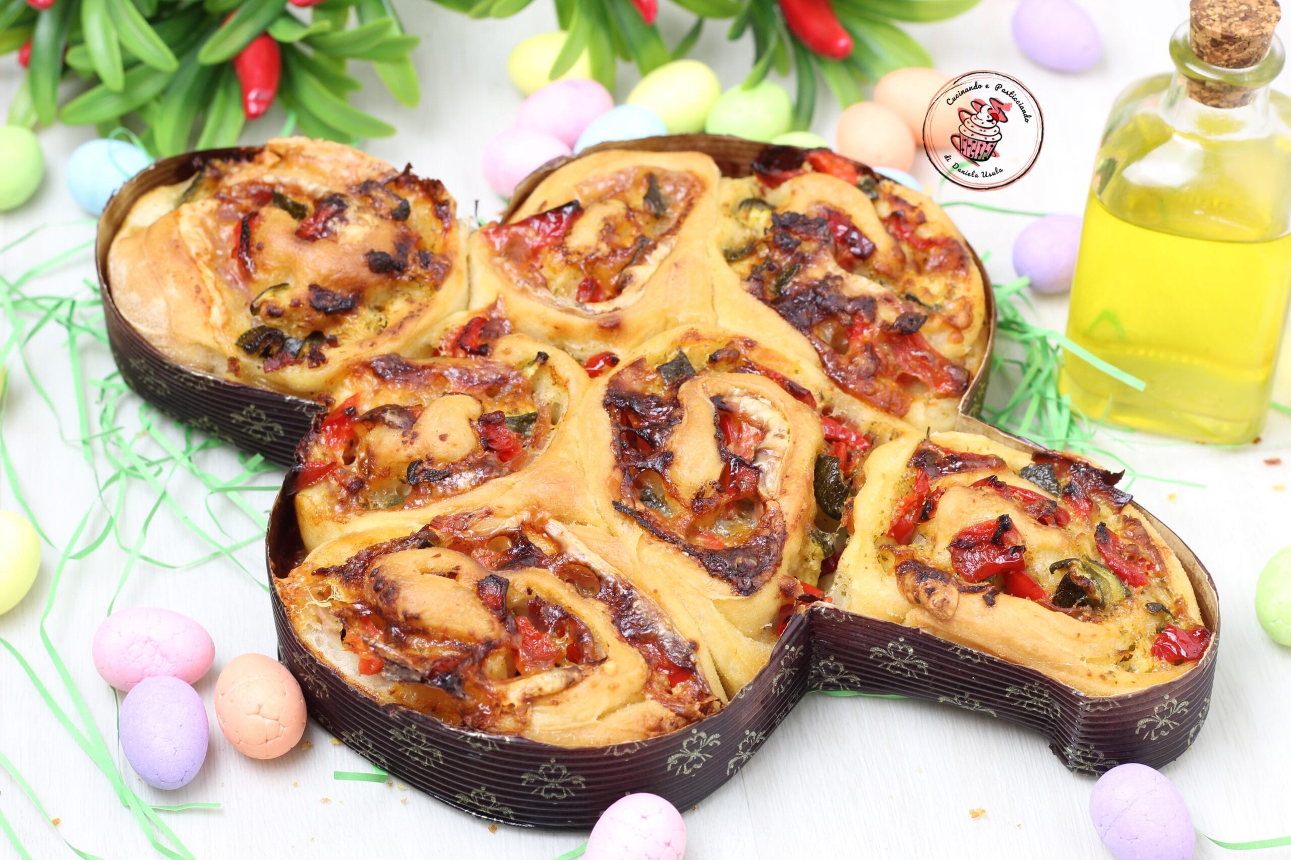 Paloma de pan con verduras con masa madre