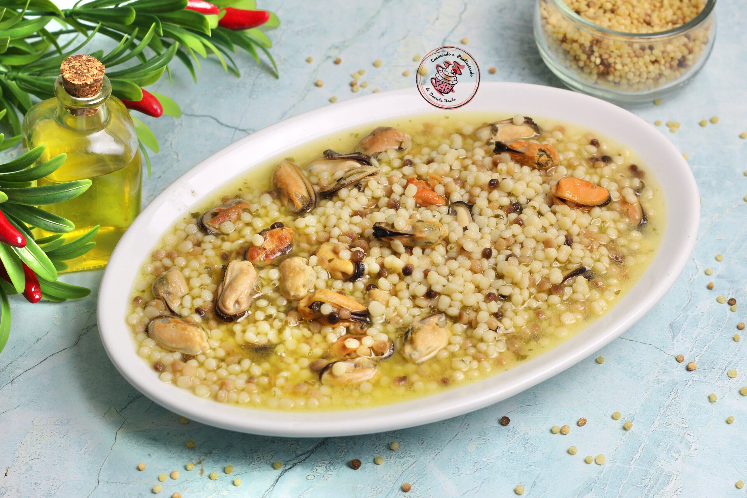 Fregula sarda con mejillones