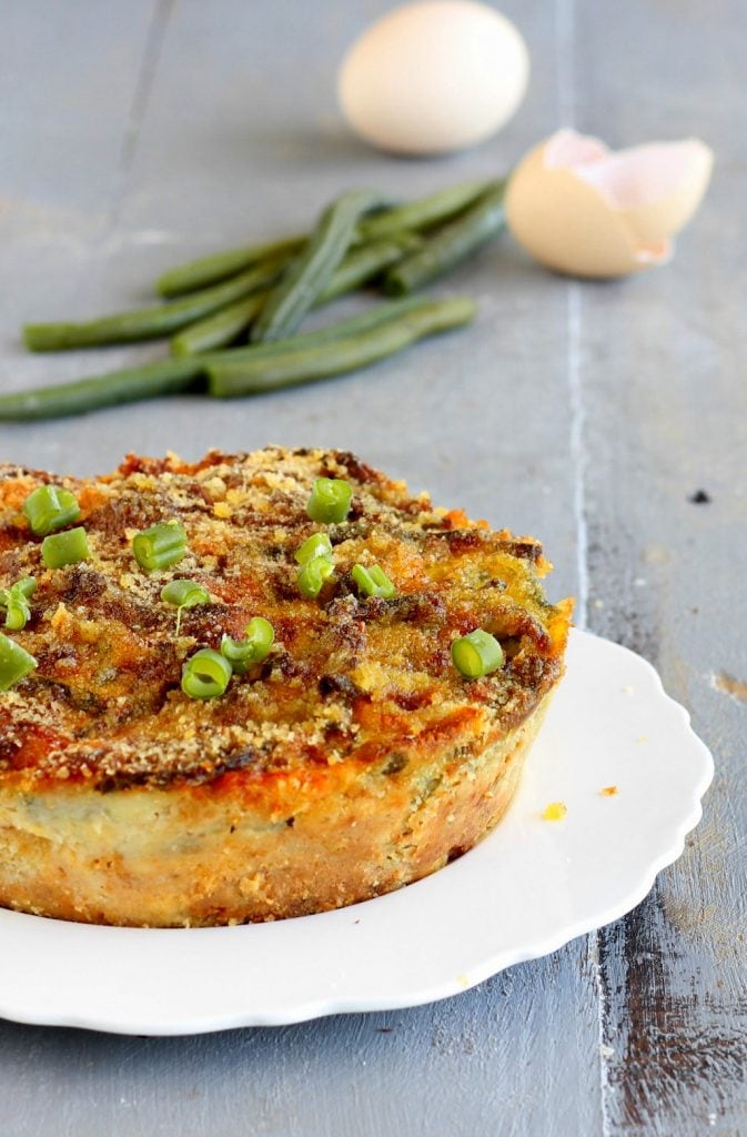 Pastel de judías verdes suave y pegajoso