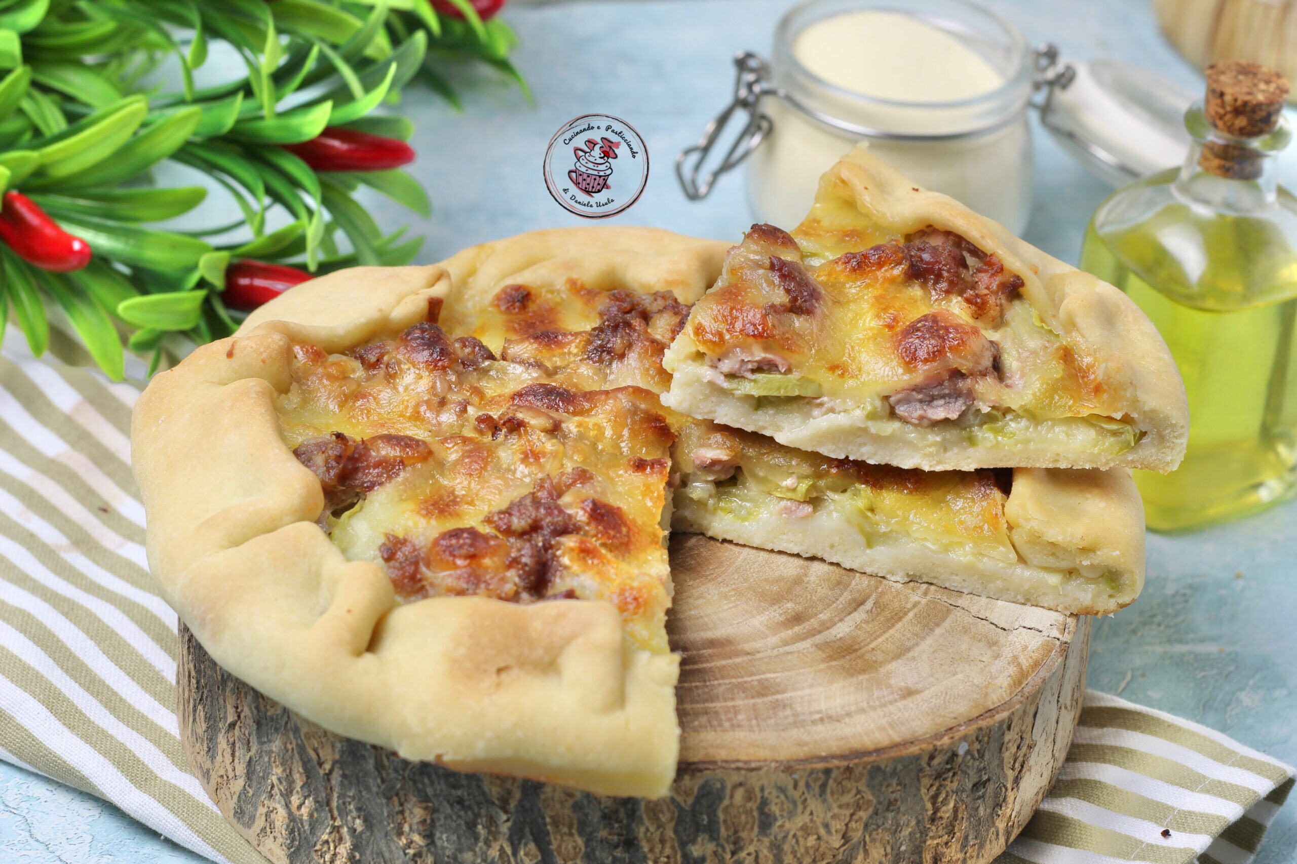 Tarta salada de calabacín y salchicha