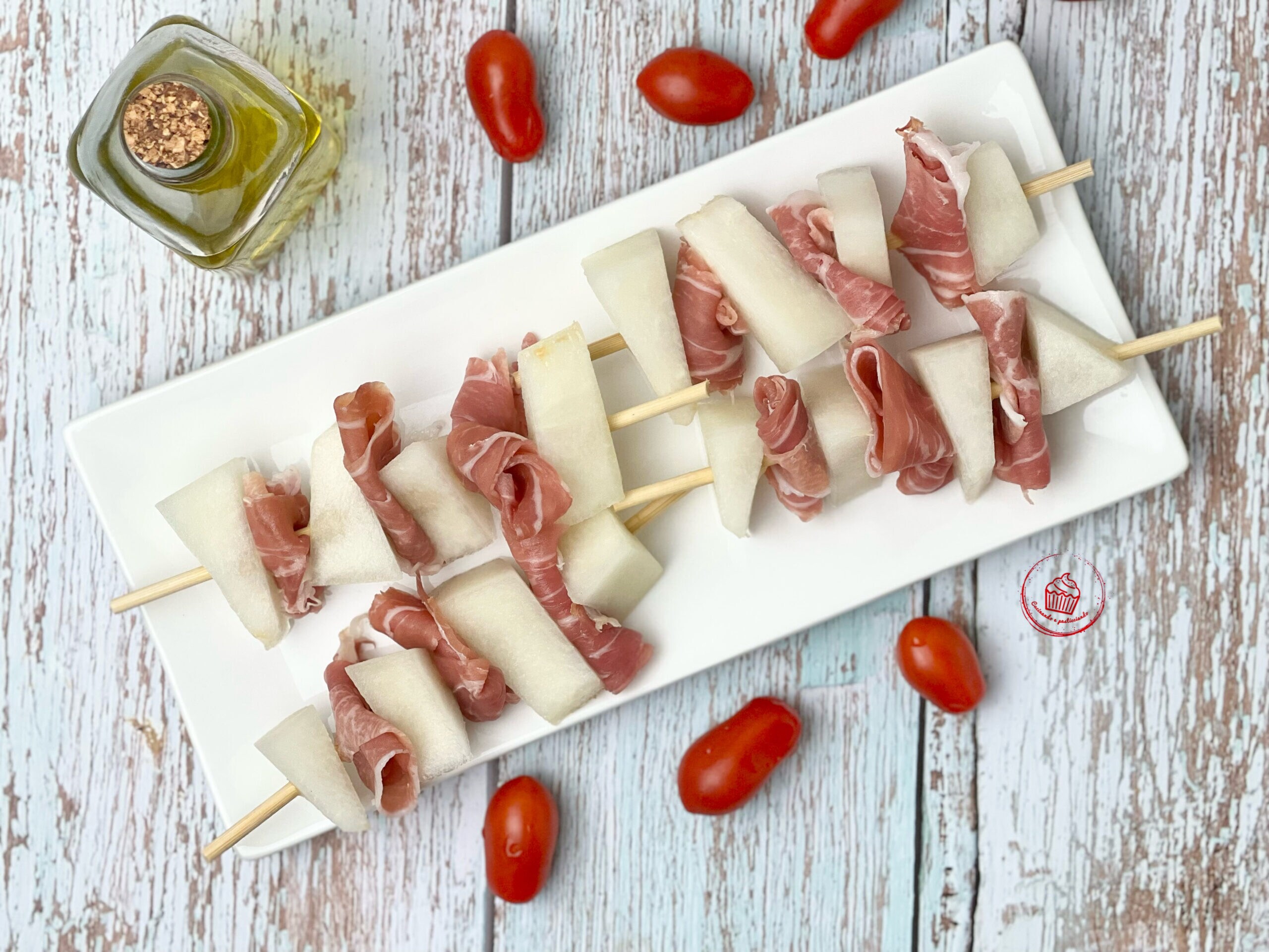 Brochetas de jamón y melón