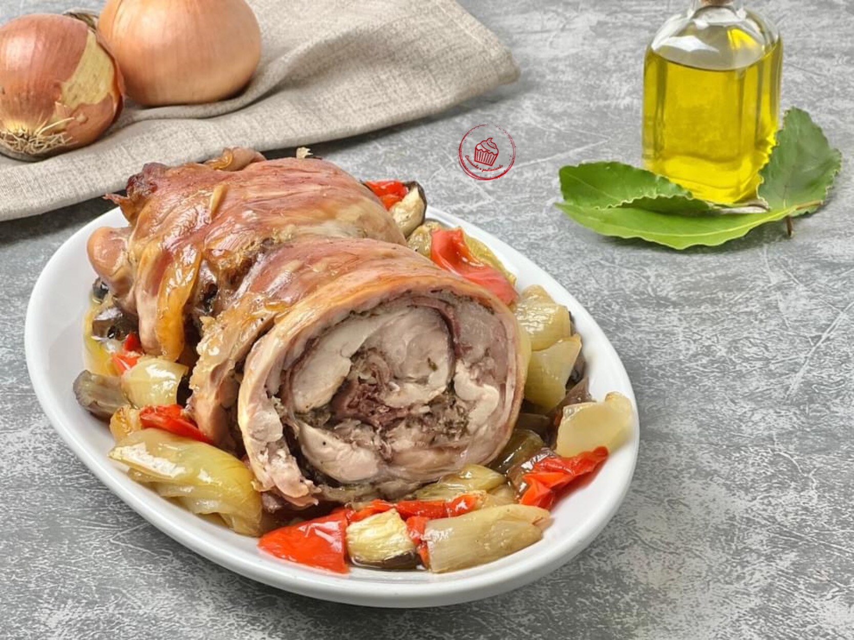 Conejo deshuesado relleno de verduras