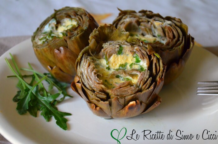 Alcachofas Rellenas con Huevos y Pecorino