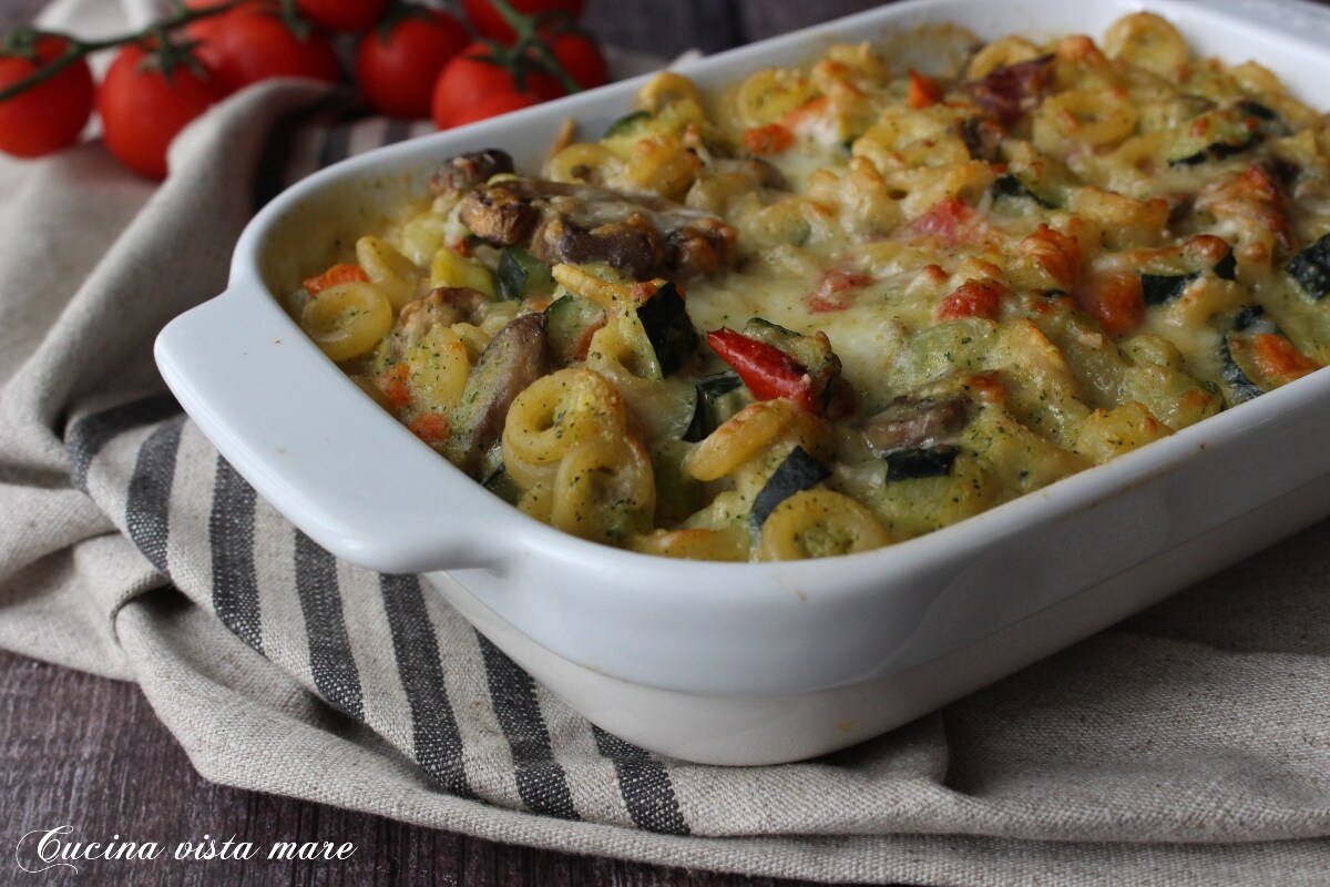 Anelletti al horno con verduras