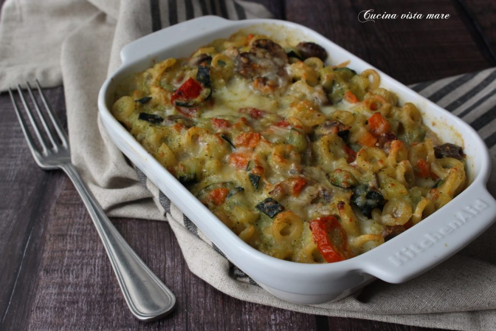 Anelletti al horno con verduras Cocina vista mar