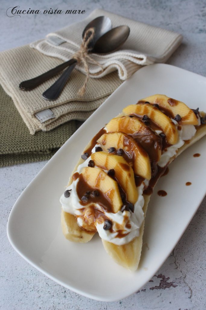 Banana split con yogurt Cocina vista al mar