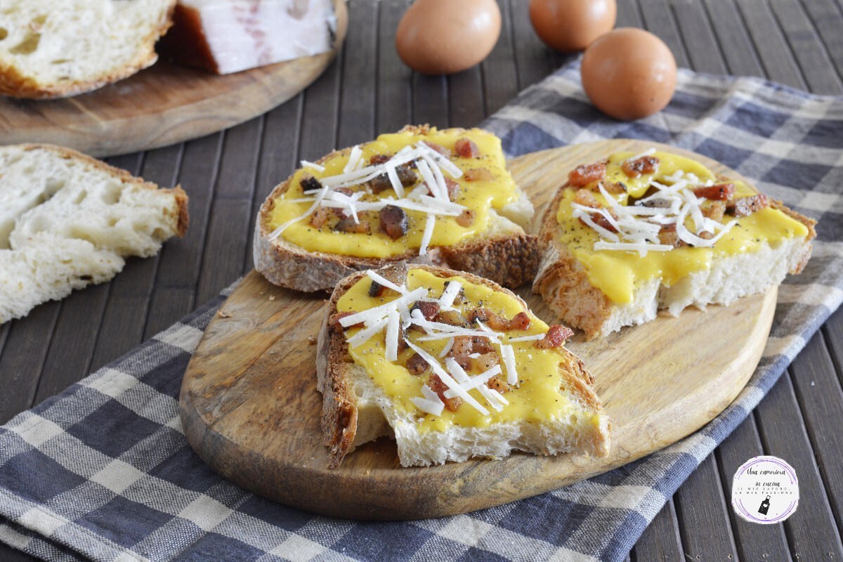Bruschettas a la carbonara