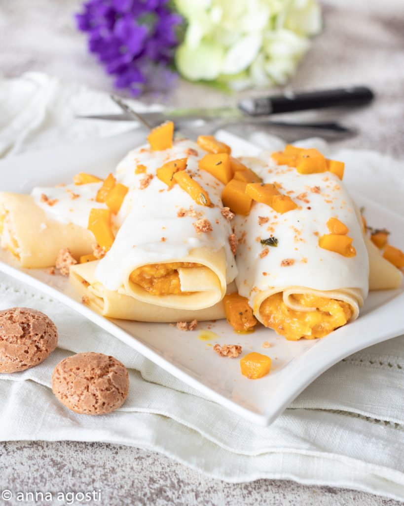 Canelones cremosos de calabaza y amaretti