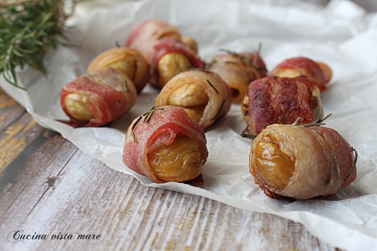 Castañas asadas con bacon