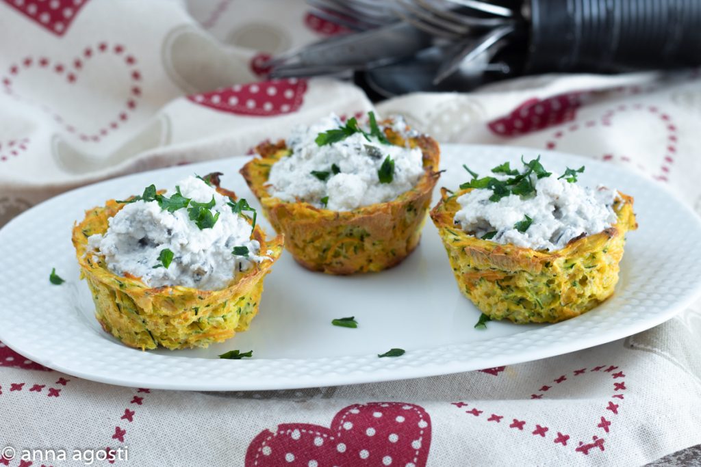 Cestas de calabacines rellenas con ricotta