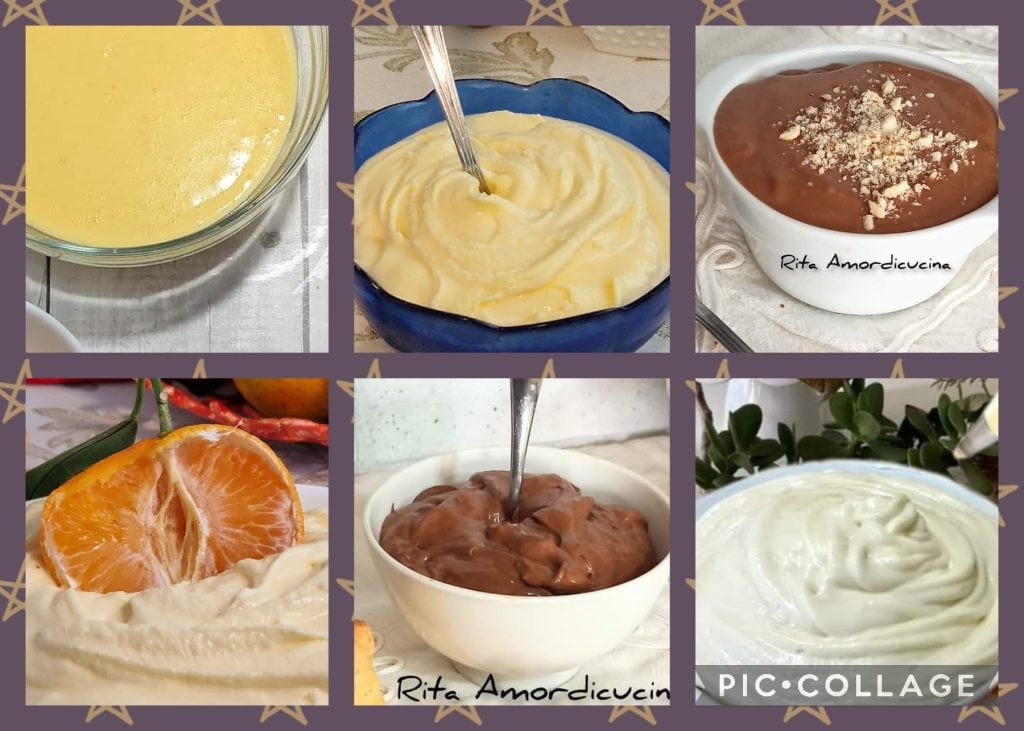 Colección de cremas para rellenar dulces