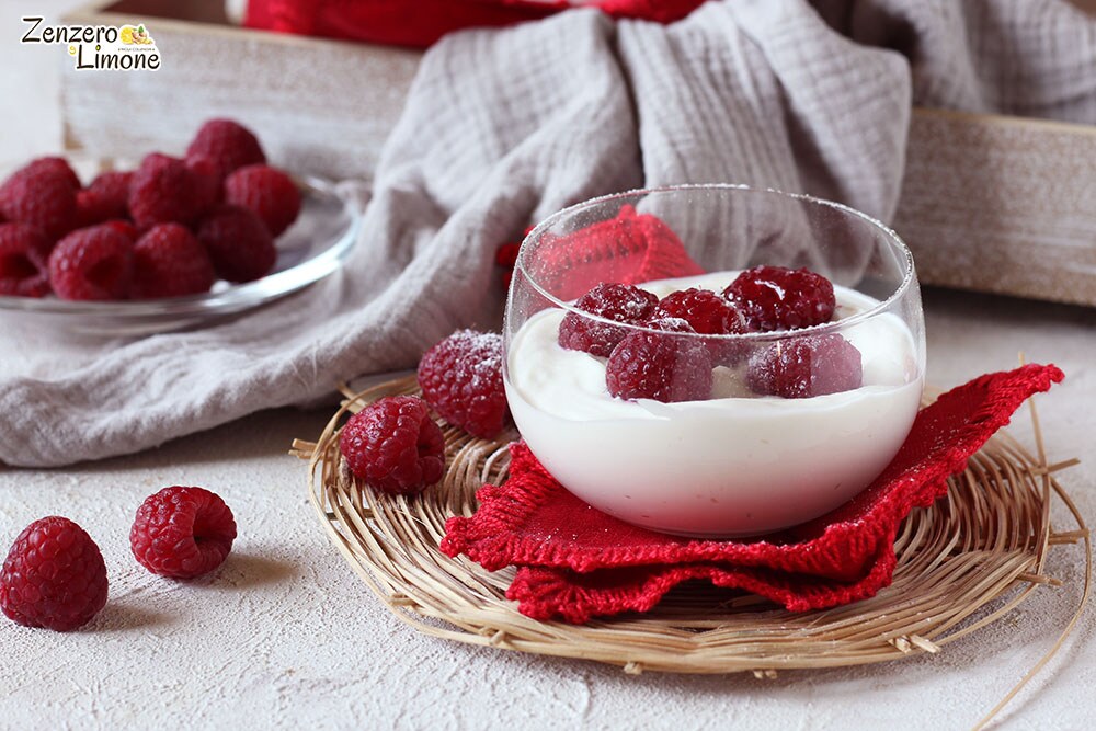 Crema de ricotta con frambuesas