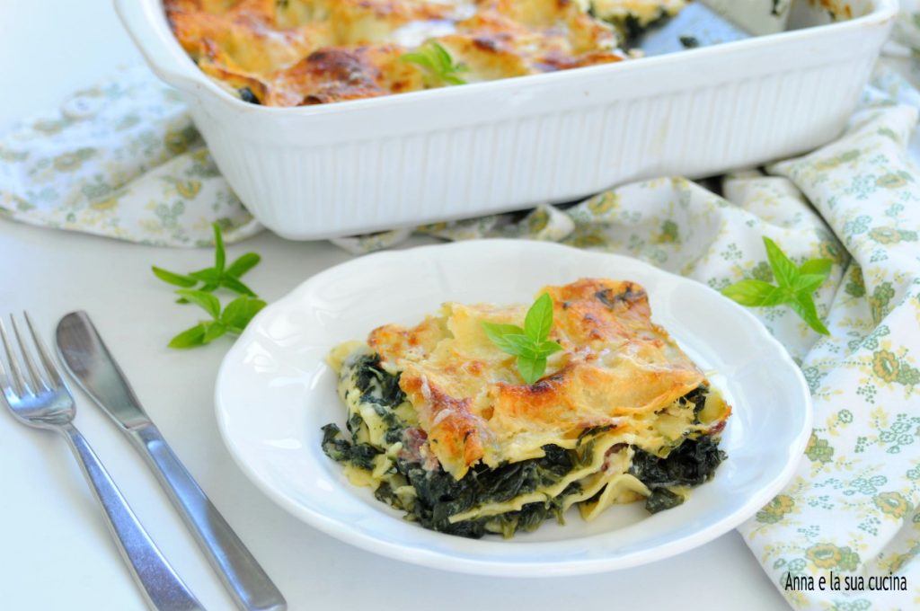 Lasañas blancas con espinacas y bechamel