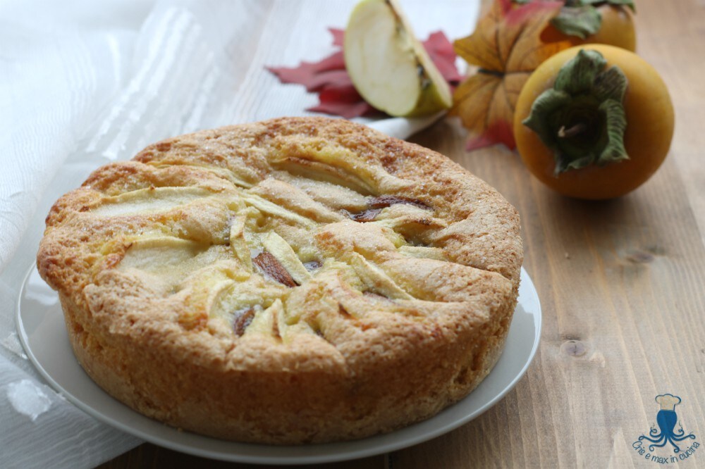 Tarta sin mantequilla de caquis y manzanas