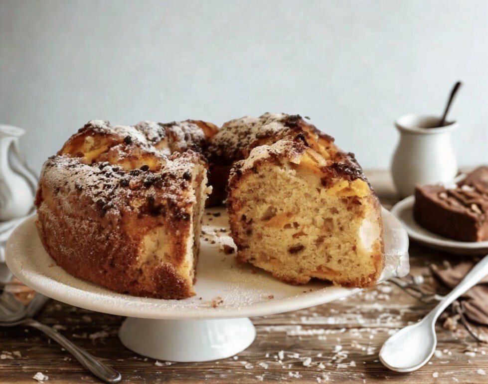 BIZCOCHO CON MELOCOTONES Y NUECES PECANAS