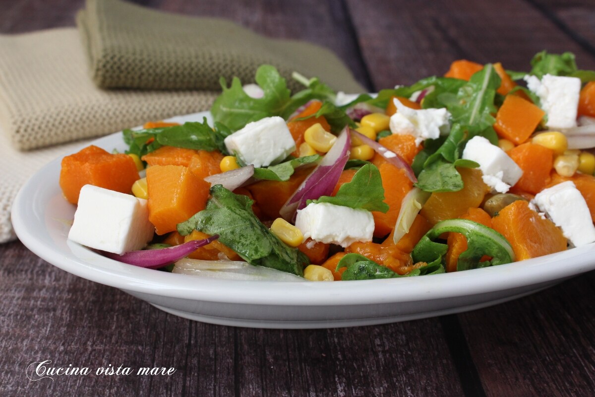 Ensalada de calabaza al horno y rúcula