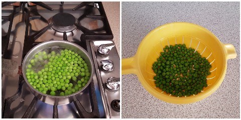 cuece los guisantes congelados