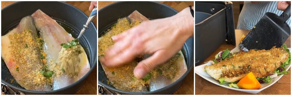Filetes de lubina en freidora de aire