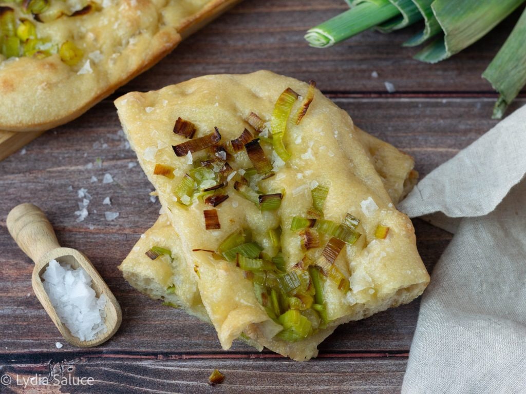 Focaccia con puerros