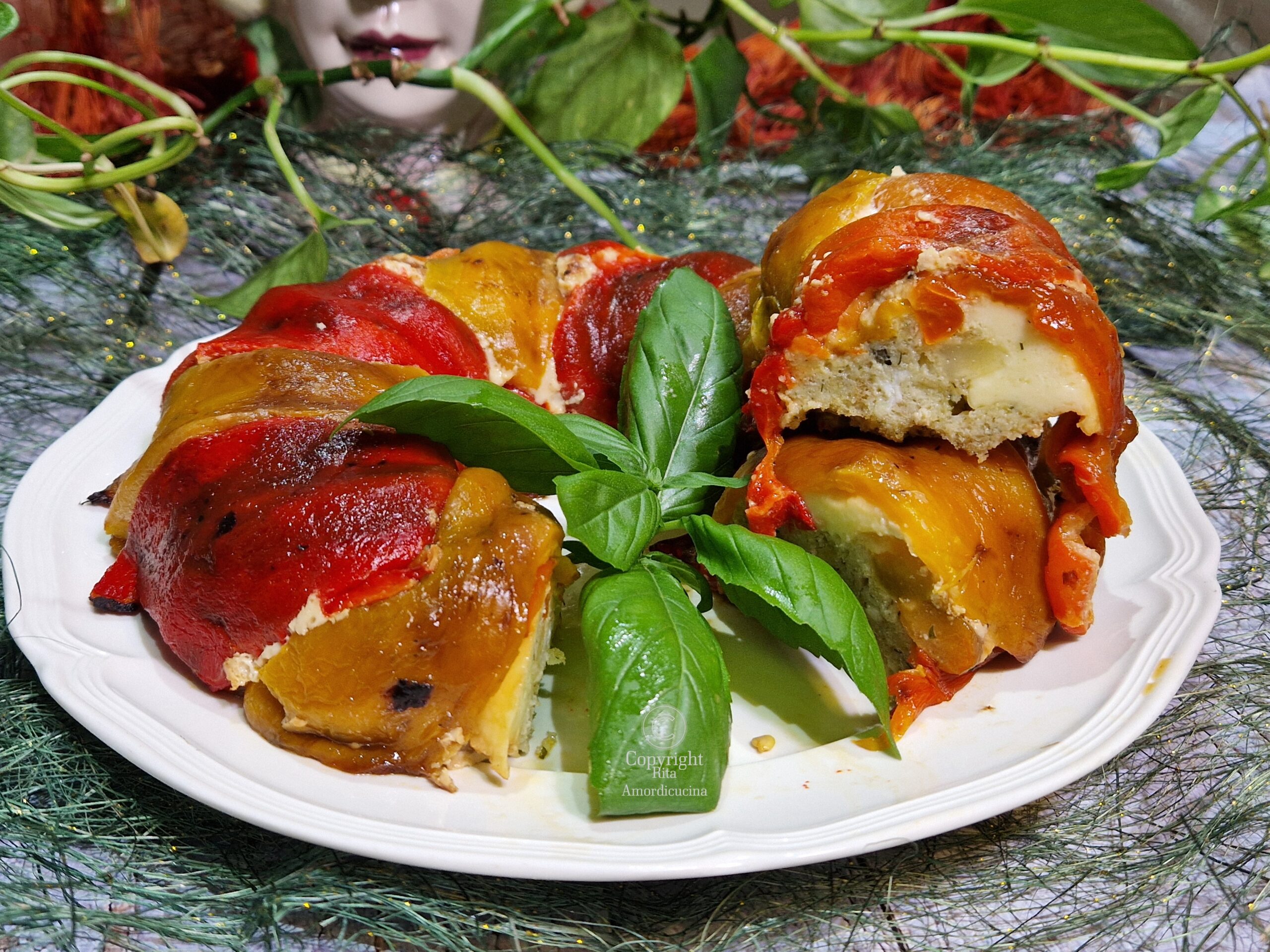 Pastel de pimientos relleno de queso