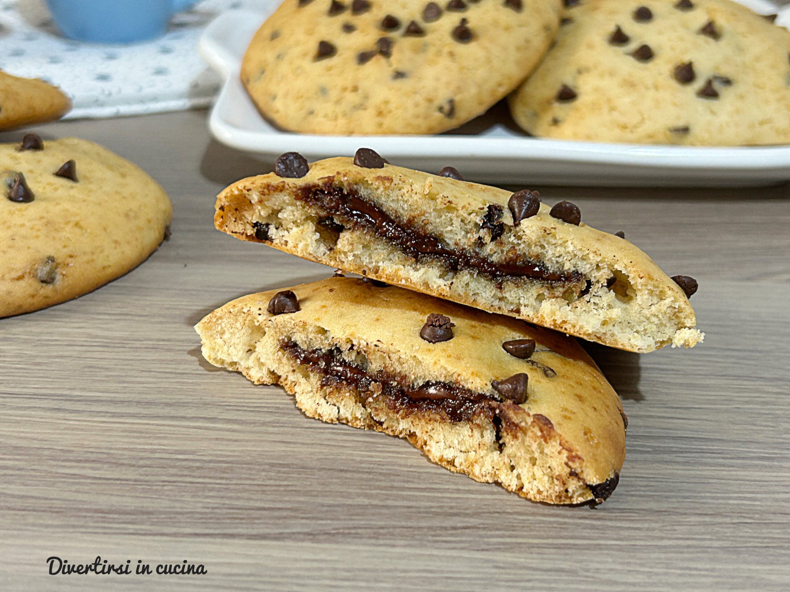 Galletas a la cuchara con Nutella y chispas de chocolate