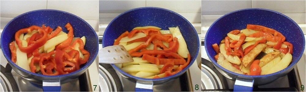 cómo cocinar pimientos y patatas a la calabresa