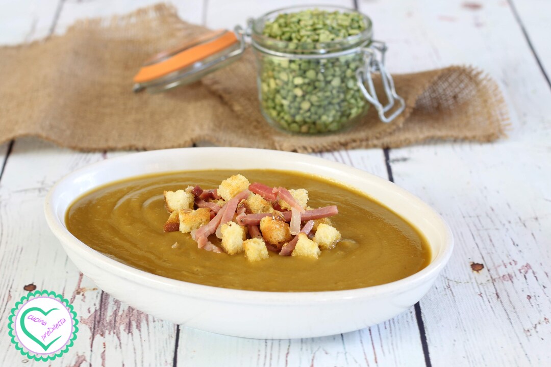 Guisantes secos con calabaza y speck