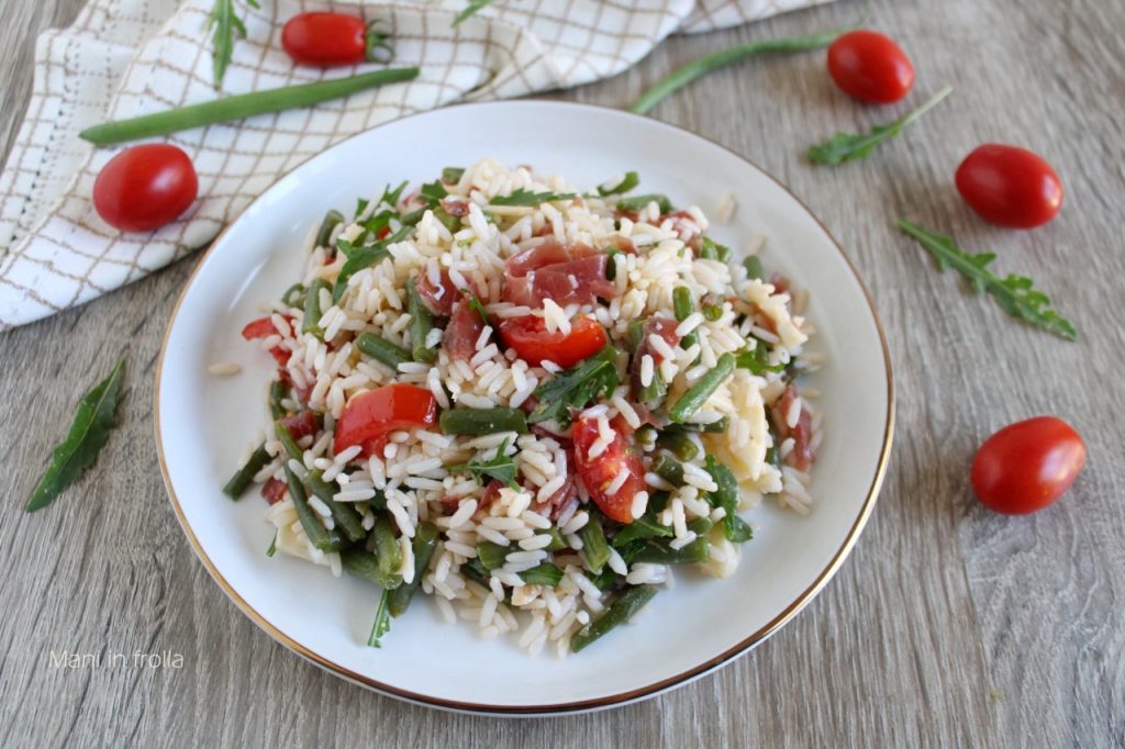 Ensalada de arroz con Bresaola judías Asiago y ...