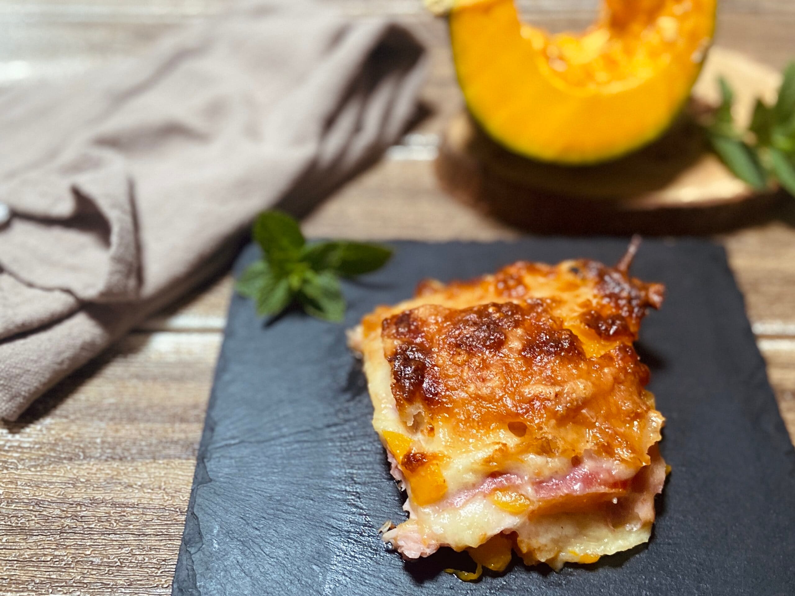 Parmigiana de calabaza con jamón