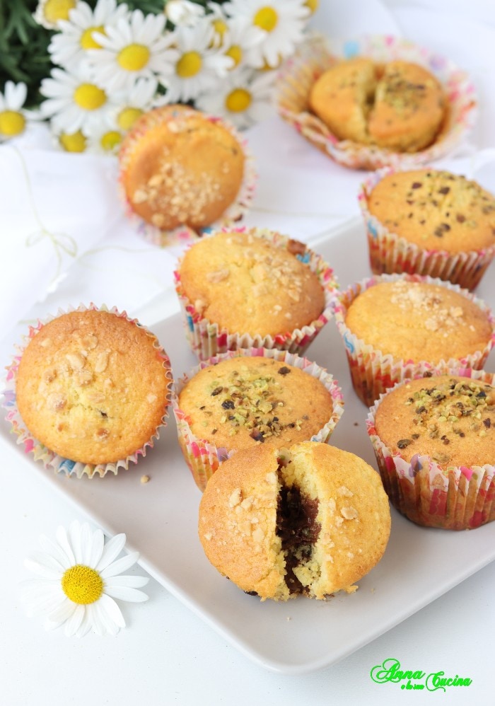 Muffin con crema de avellanas y pistacho