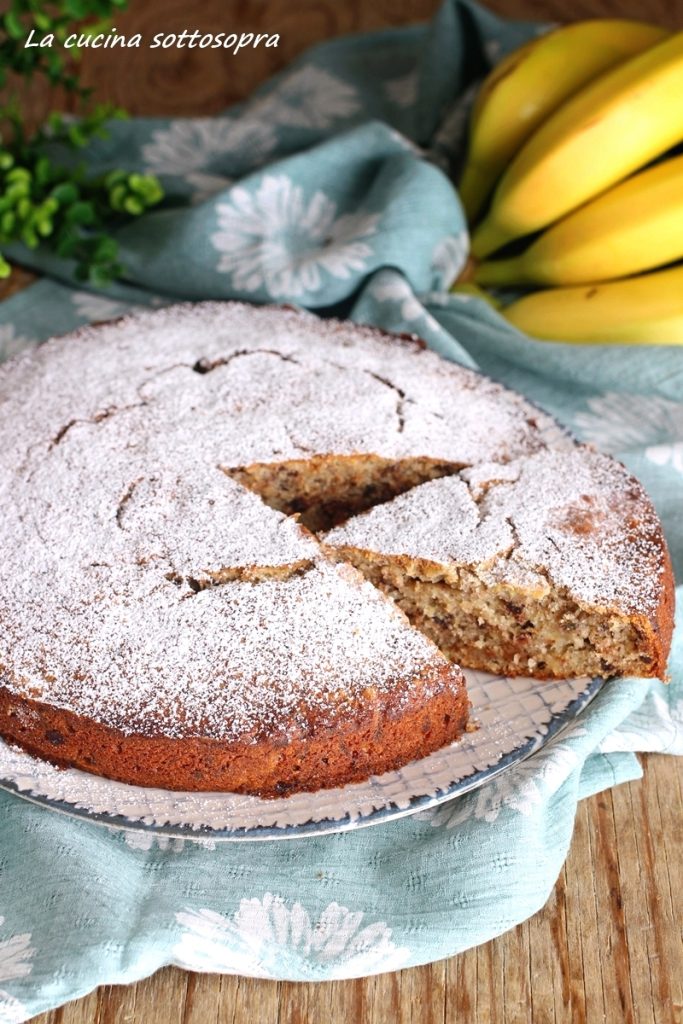 tarta de plátano y pepitas de chocolate