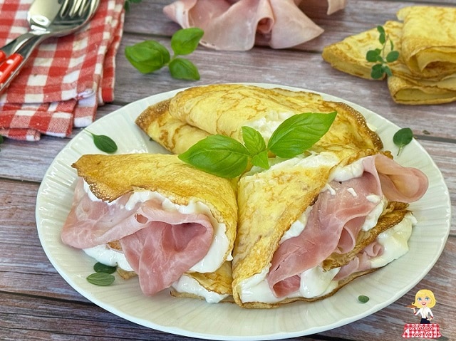 CREPES SALADAS RECETA JAMÓN Y QUESO