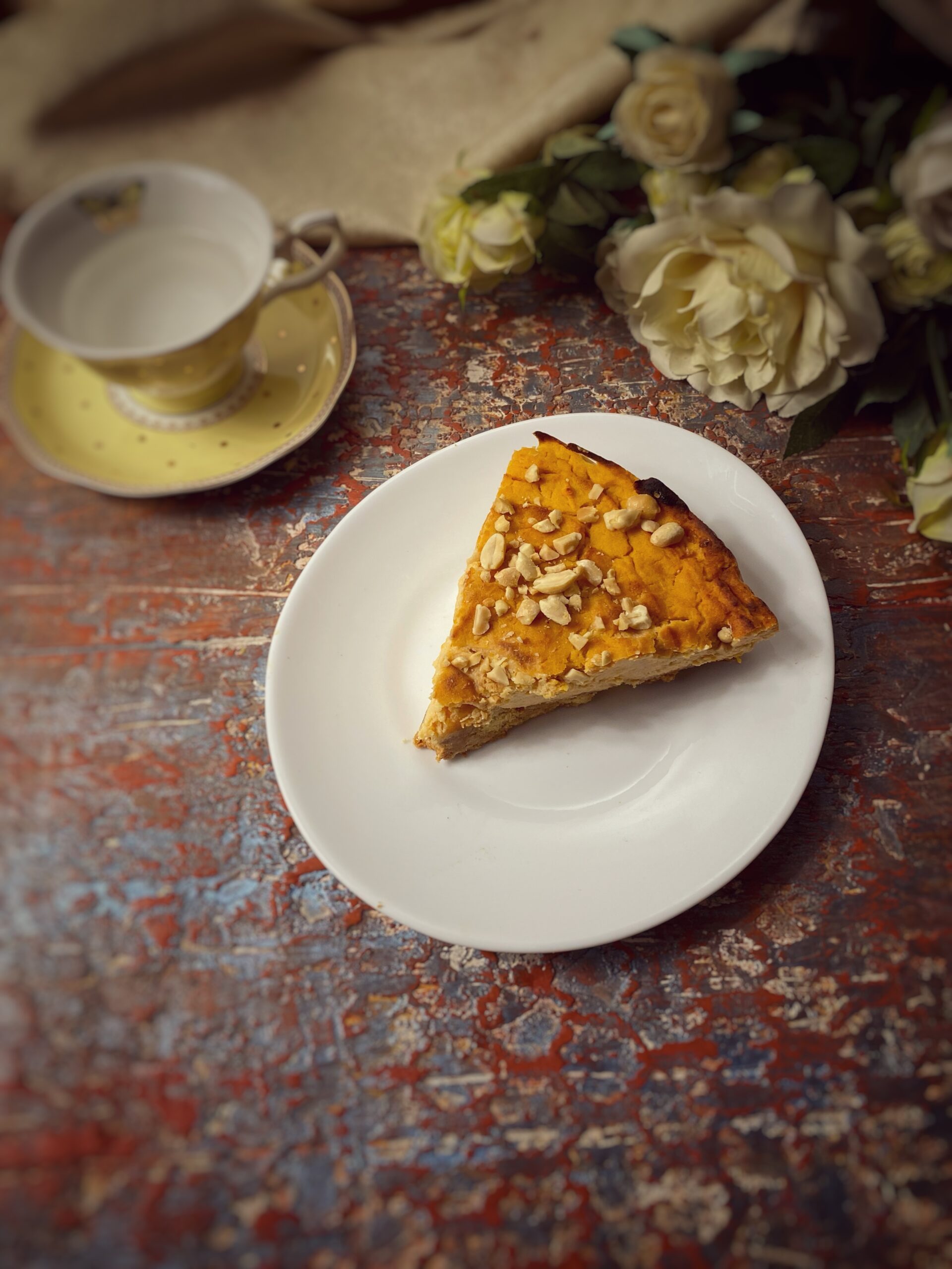 Tofucake con boniato y mantequilla de cacahuete