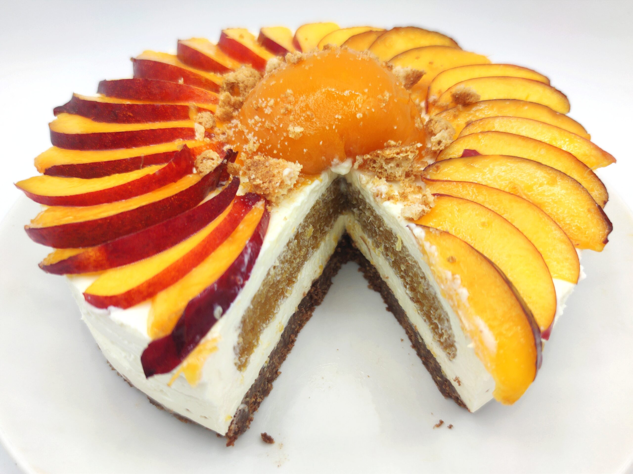 Tarta de melocotón y amaretti sin cocción