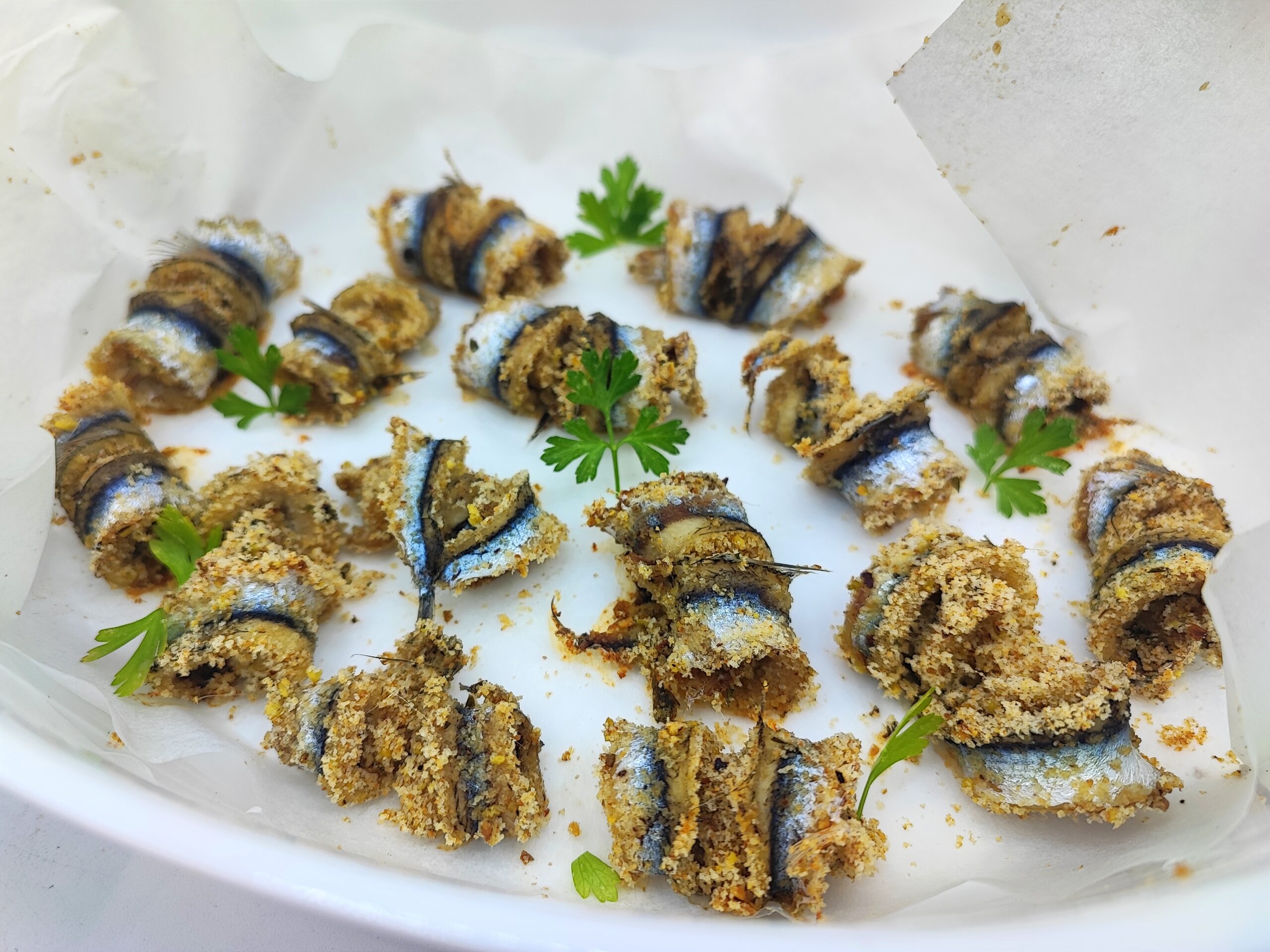Rollitos de boquerones (anchoas) al horno