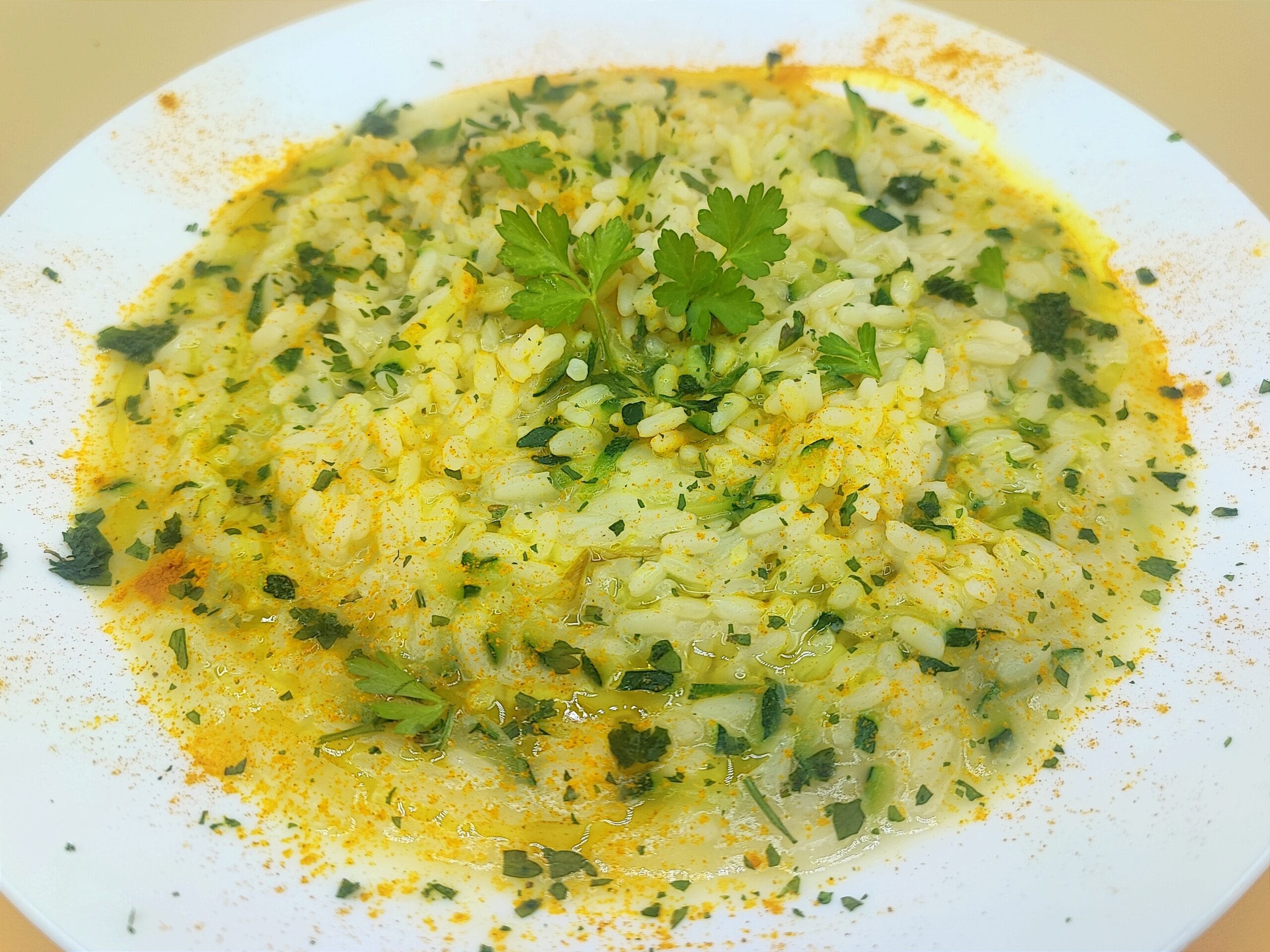 Risotto con calabacines sin mantequilla