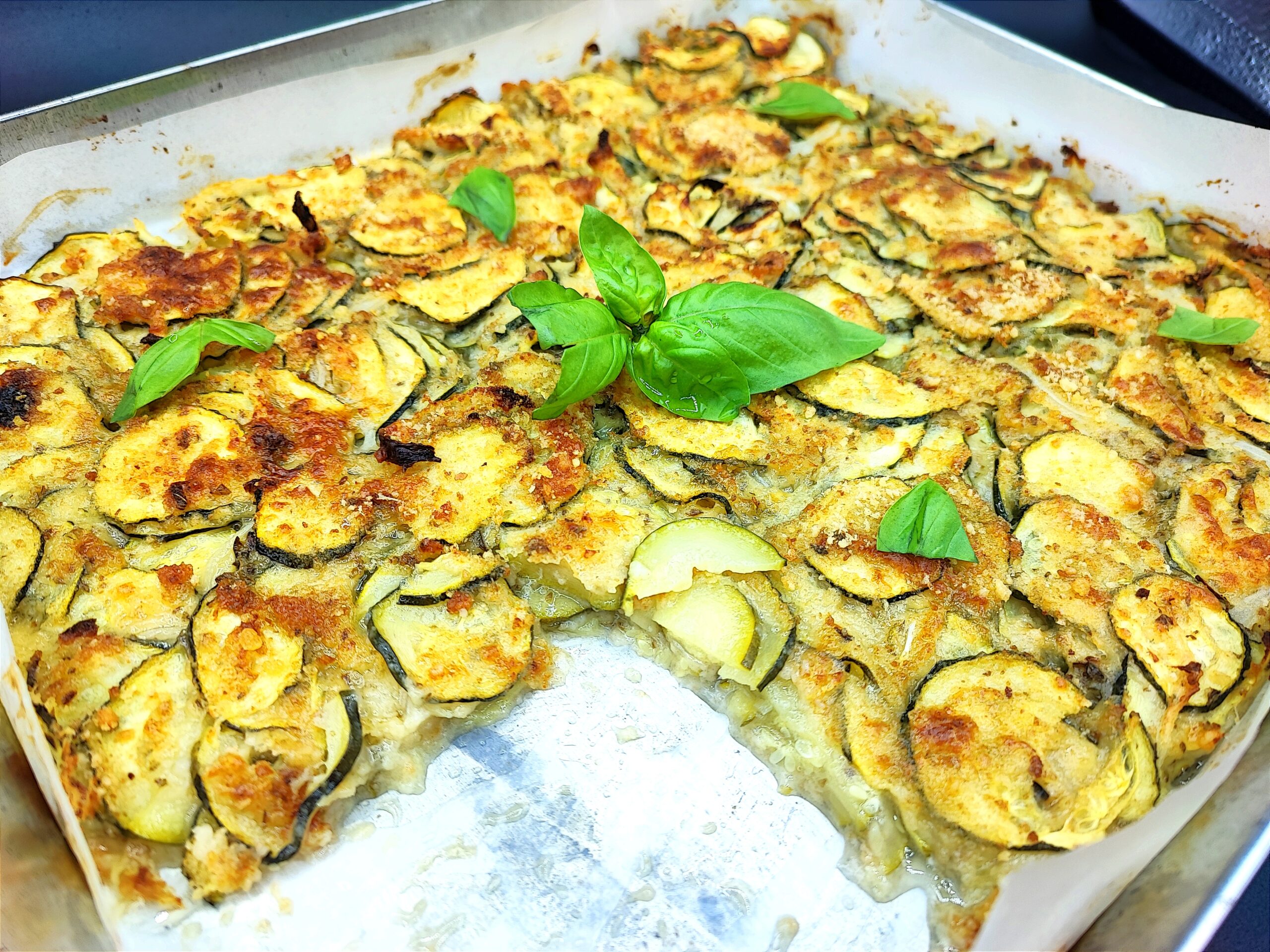 Calabacines gratinados al horno