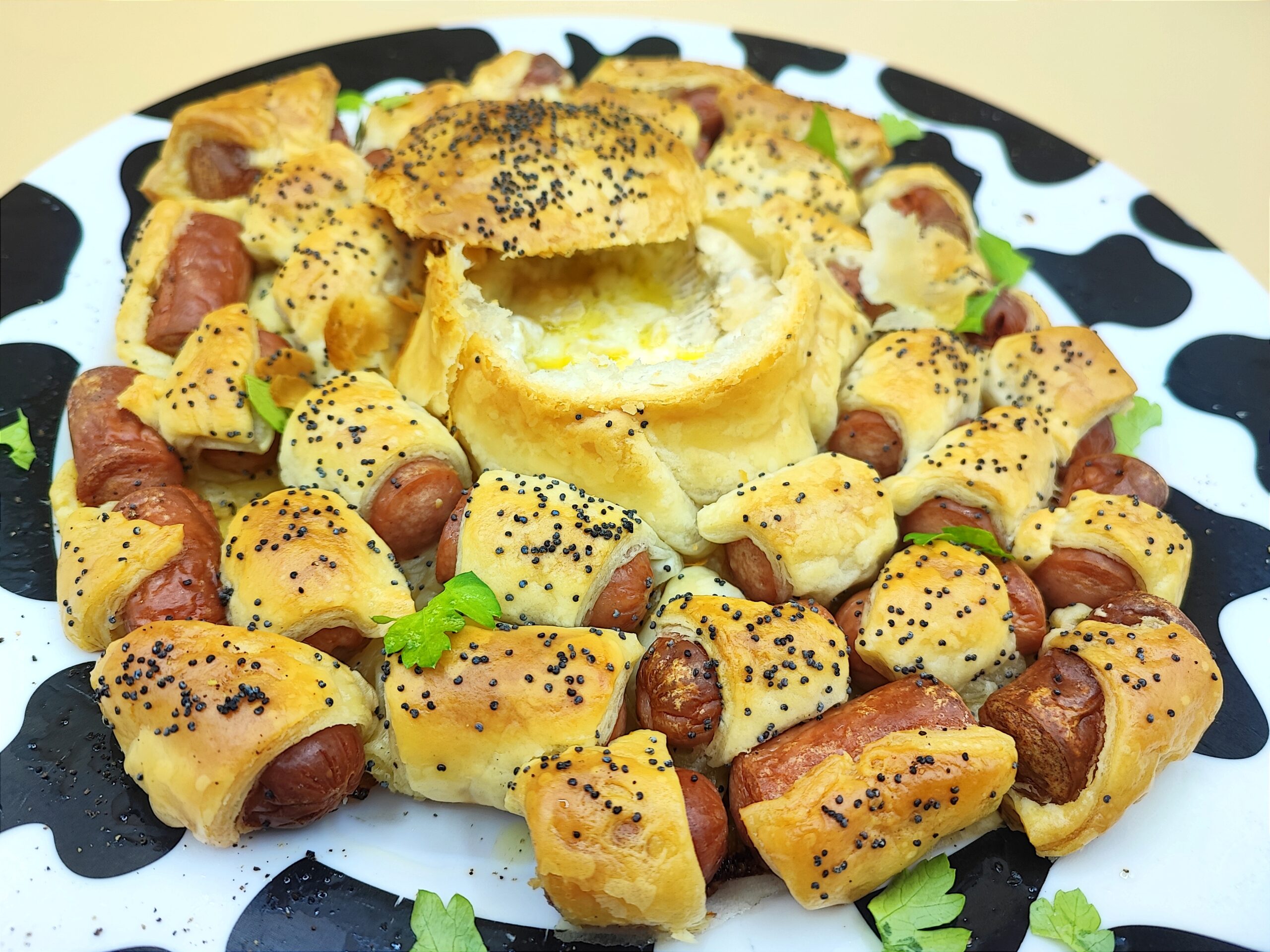 Flor de brie y salchichas