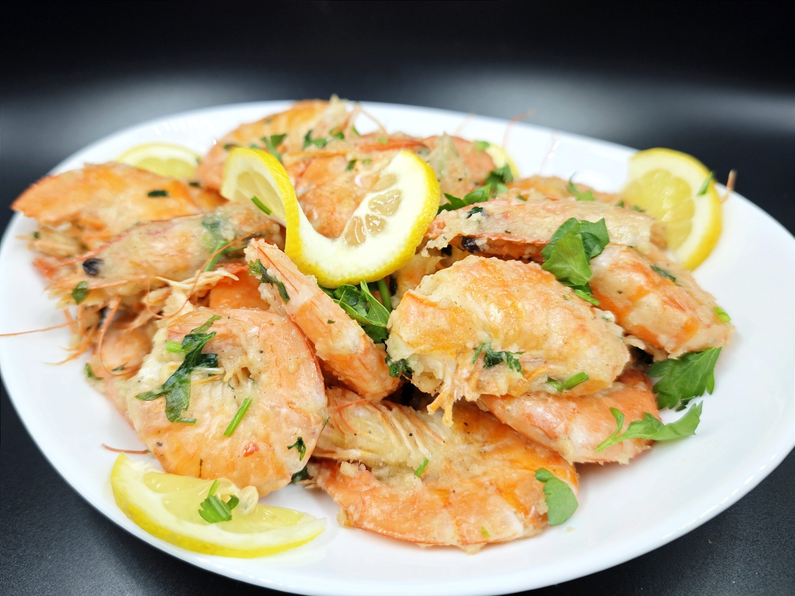 gambas gratinadas en sartén
