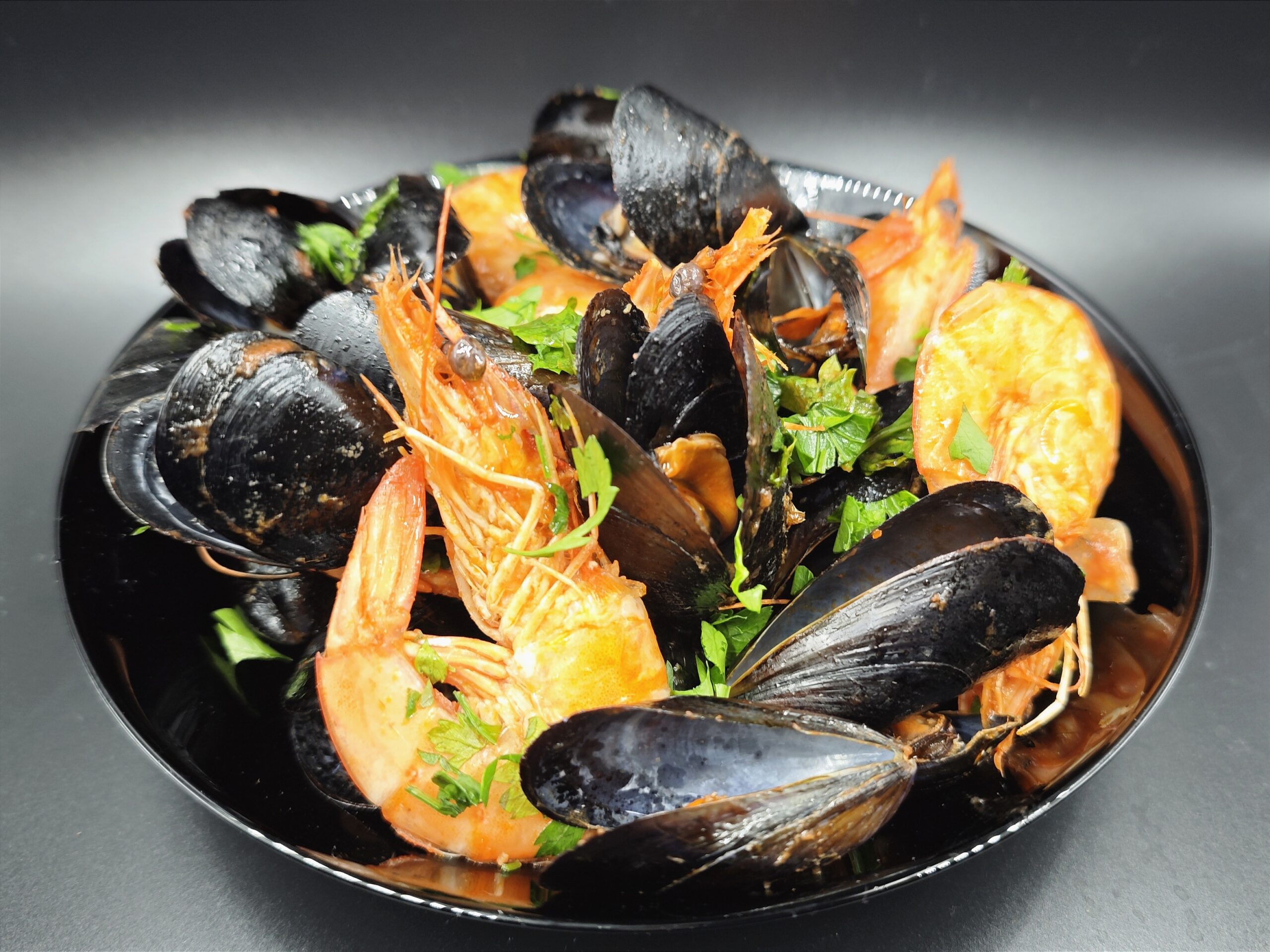Sopa de mejillones y gambas