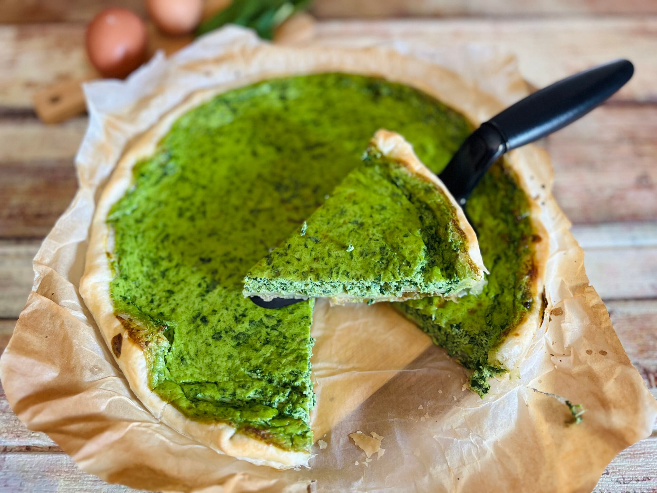 Tarta salada con espinacas trituradas