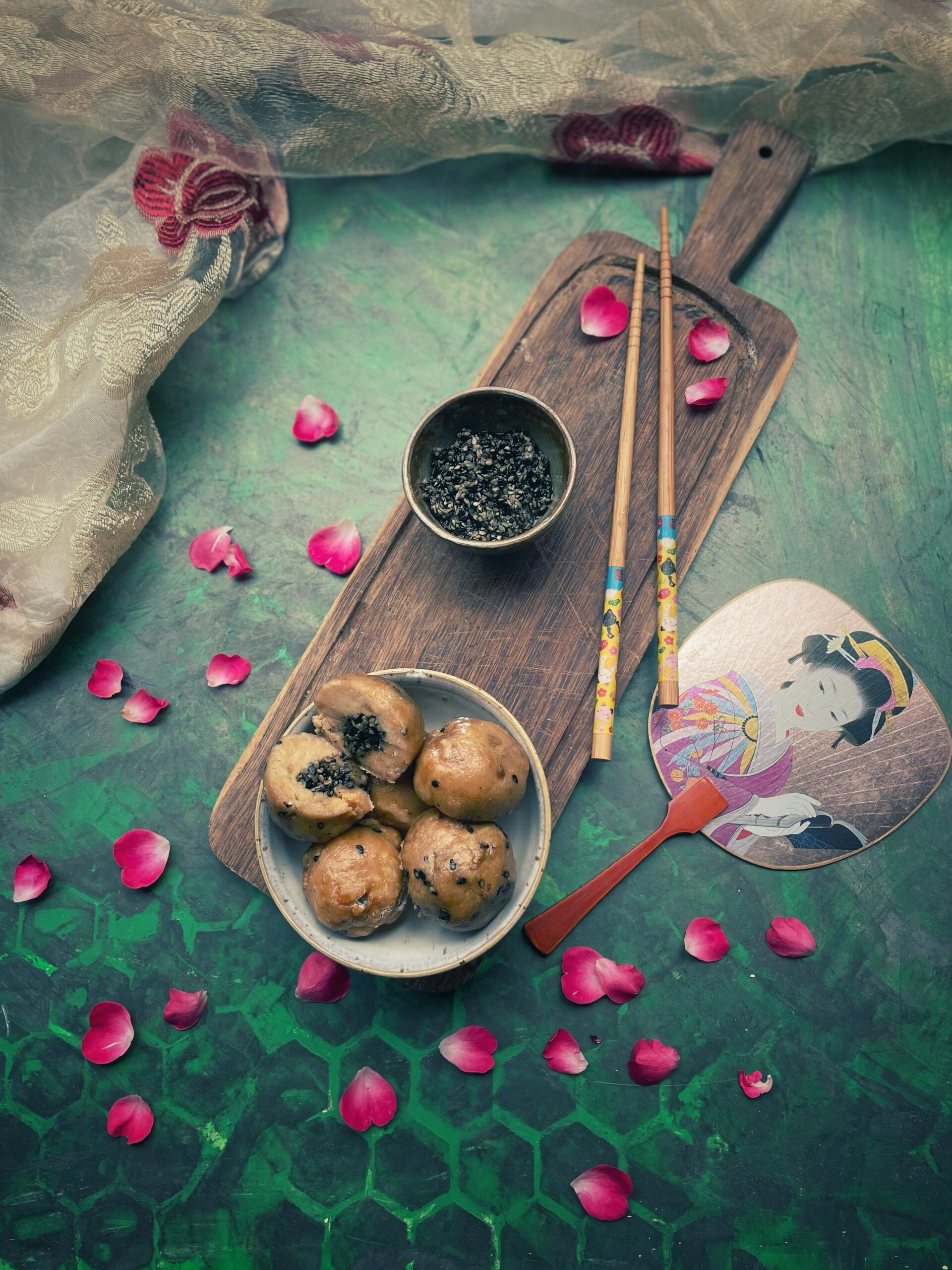 Kokuto Manjū con relleno de sésamo negro