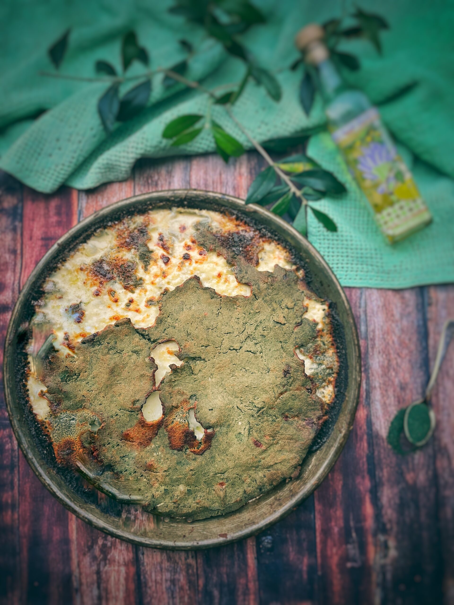 Focaccia de Recco sin gluten, con espirulina