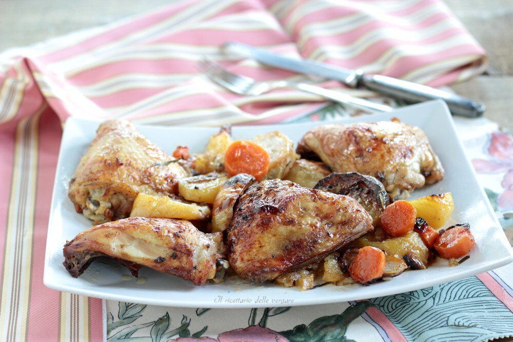 Pollo al horno con verduras
